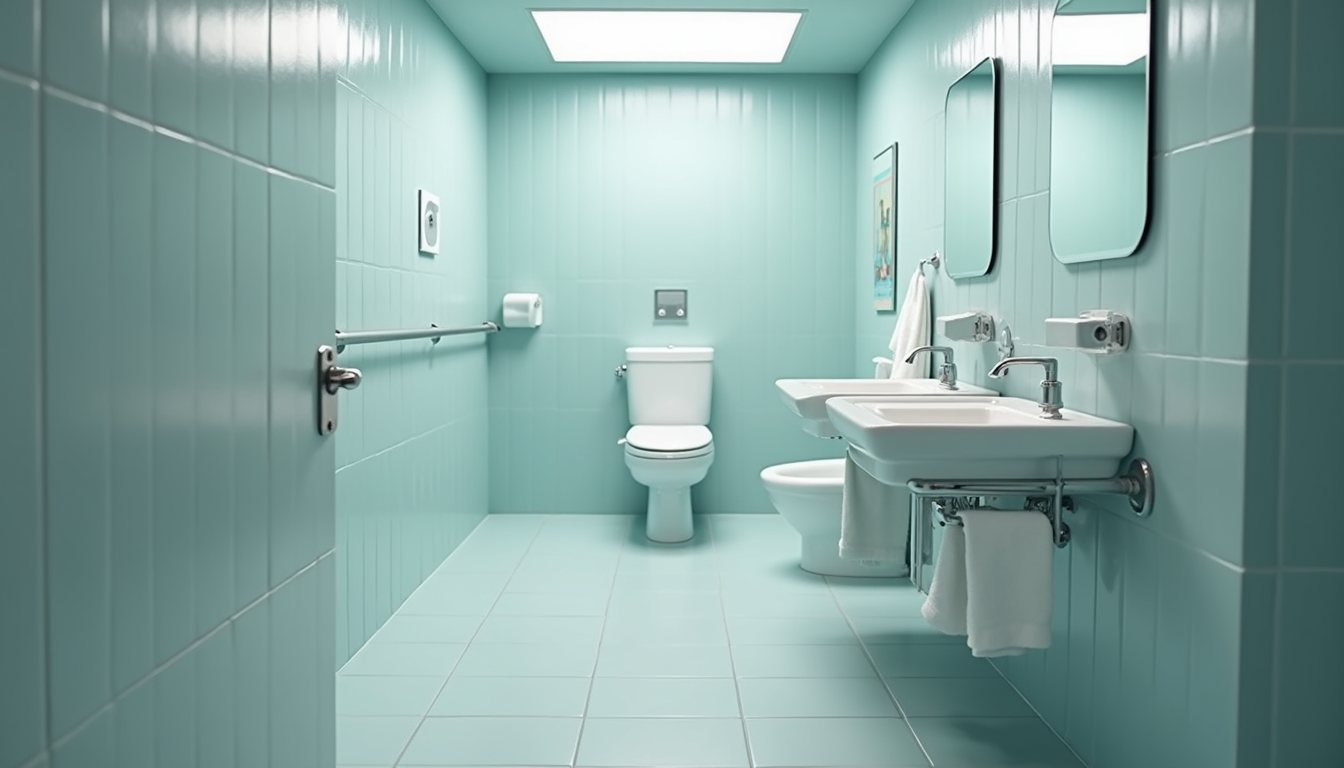 High angle view of a clean and sanitized bathroom